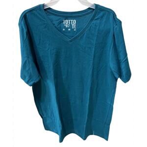 Totto 1987 Short Sleeve V-Neck T-Shirt Teal Green Tagless Made In Colombia EUC